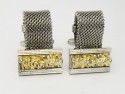 Boutons de manchette 1950 blancs et dorés