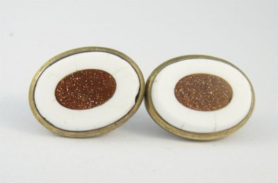 Boutons de manchette porcelaine et aventurine