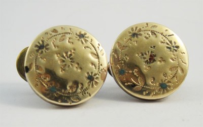 Boutons de manchette en métal doré 1880