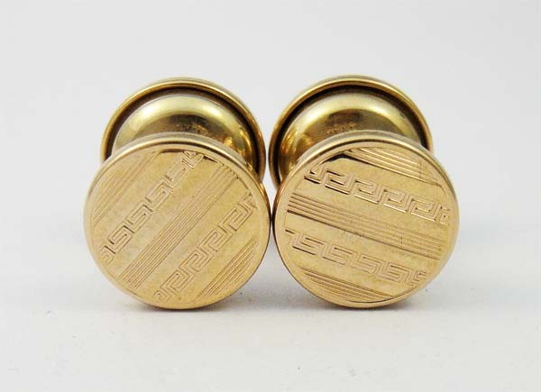Boutons De Manchettes Vintage Art Déco – Laiton Et Nacre – Doré Et Irisé