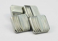 Boutons de manchette 4 faces en métal blanc 1930
