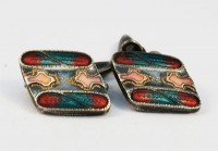 Boutons de manchette en émail cloisonné polychrome
