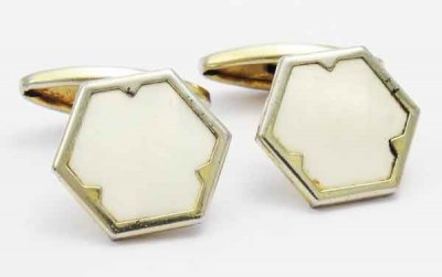 Boutons de manchette celluloid hexagonaux 1930