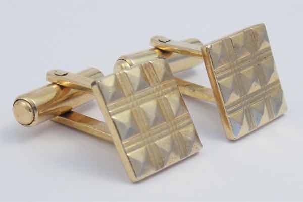 Boutons De Manchette Plaqué Or Vintage Années 1940 - Très Bon état, Unisexe, Style Joaillerie