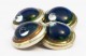 Boutons de manchette à cabochons bleus en pate de verre 