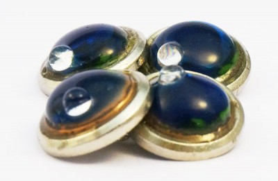 Boutons de manchette à cabochons bleus en pate de verre 