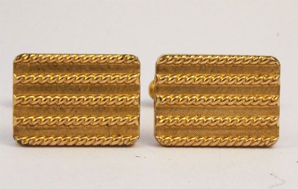 Boutons De Manchette Vintage Murat Plaqué Or Avec Pince à Cravate - Occasion, Doré