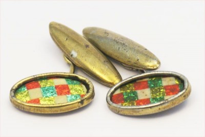 Beaux boutons de manchette pailletés 1920