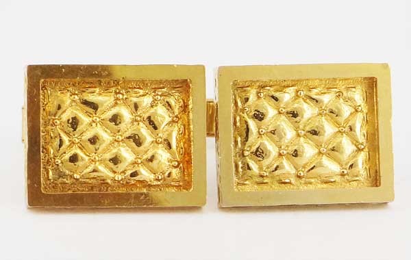 Très Beau Lot De 2 Boutons De Manchettes Vintage Plaqué Or Avec Poinçon