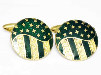 Boutons de manchette stars and stripes verts