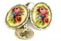 Boutons de manchette 1950 en broderie 