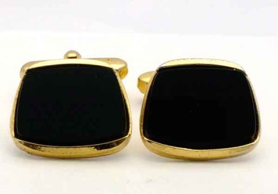 Boutons de manchette vintage en onyx