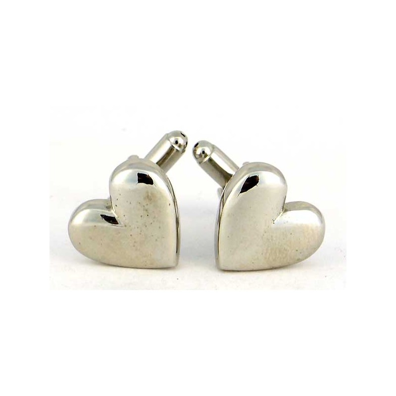 Boutons De Manchette En Étain Martelé - Cœur - Fabrication Artisanale Française - Cadeau Pour Papa Ou Anniversaire