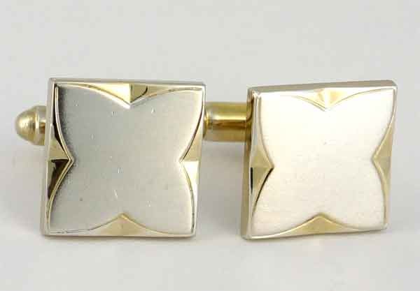 Boutons De Manchettes XIXe Siècle Plaqué Or Rose - Poinçon 15x15mm, Occasion