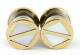 Boutons de manchette Art Déco 1930 dorés faces celluloïd