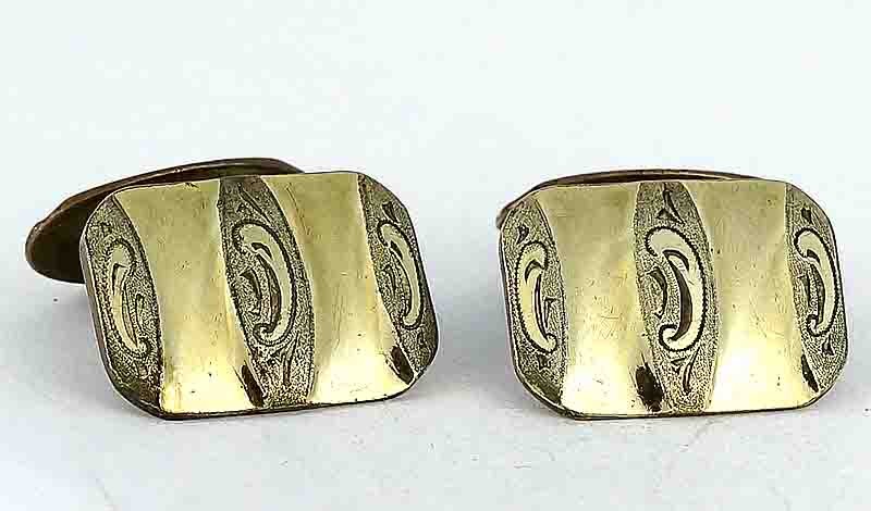 Boutons De Manchettes Art Déco En Argent Massif - Style Vintage - Poinçons à Identifier - Occasion Très Bon État